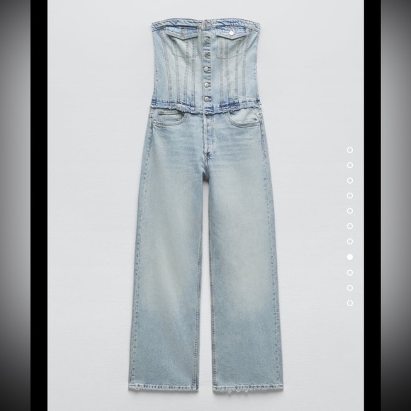 ZARA TRF STRAPLESS DENIM JUMPSUIT - Picture 2 of 3